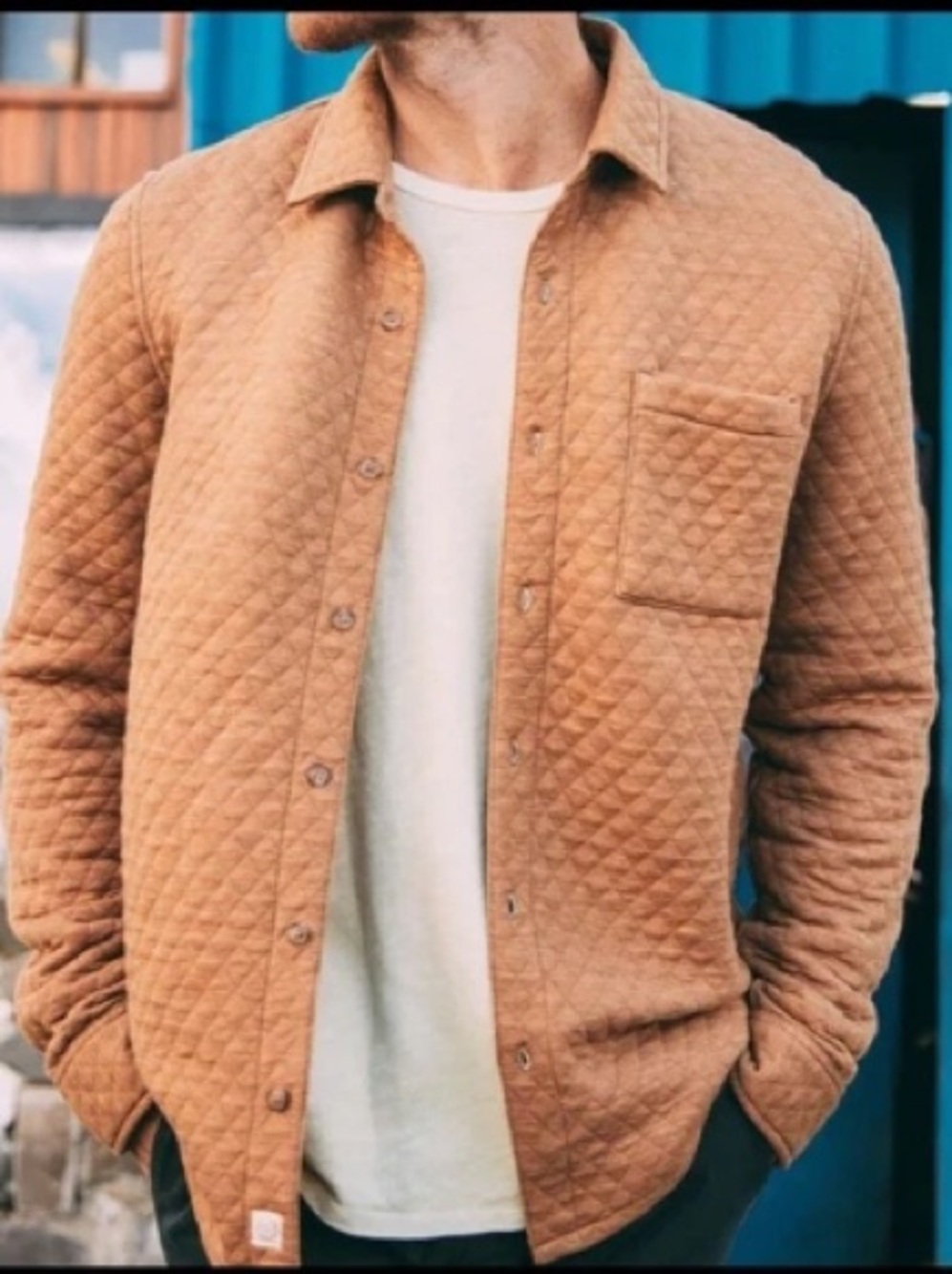 Marine  Layer Custom Cut & Sew Corbert Quilted Overshirt Large